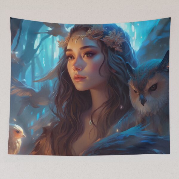 Item preview, Owl-Crowned: A Stunning Portrait of a Divine Goddess designed and sold by oanaunciuleanu.