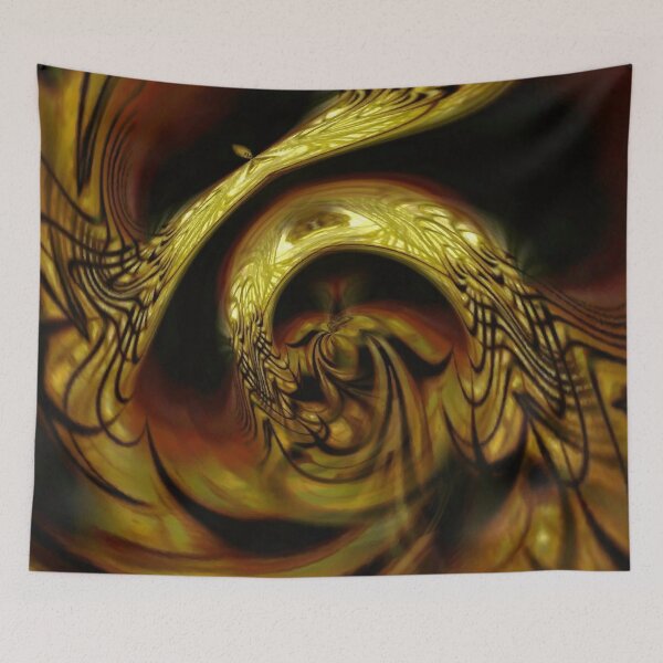 Item preview, Golden Flying Falcon - gold black bronze green red orange abstract line spiral designed and sold by JaycraveDesigns.
