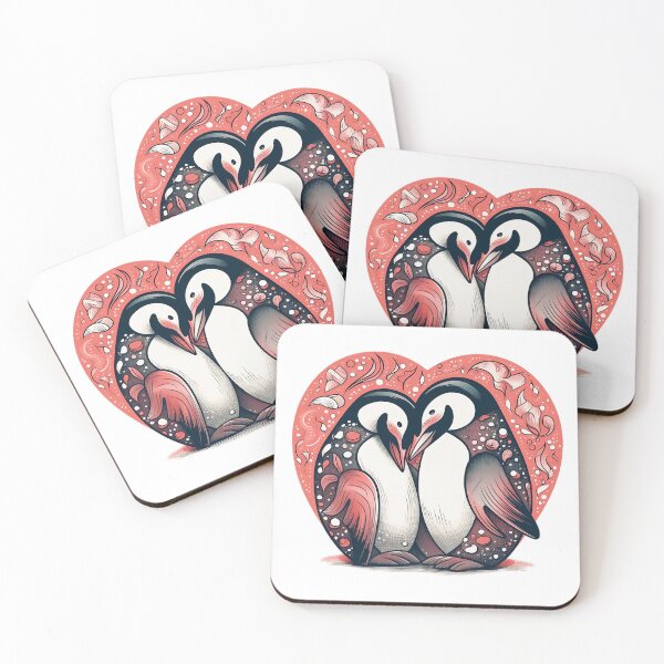 Item preview, Penguin Love: A Cute and Playful Snuggle in the Shape of a Heart designed and sold by Designs-By-Geli.