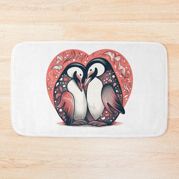Item preview, Penguin Love: A Cute and Playful Snuggle in the Shape of a Heart designed and sold by Designs-By-Geli.