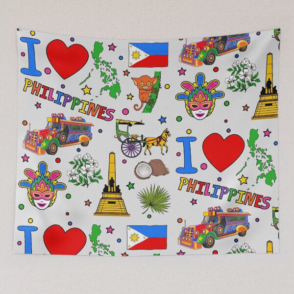 Item preview, I love Philippines. Hand drawn Philippine Landmarks, flag and map designed and sold by mashmosh.