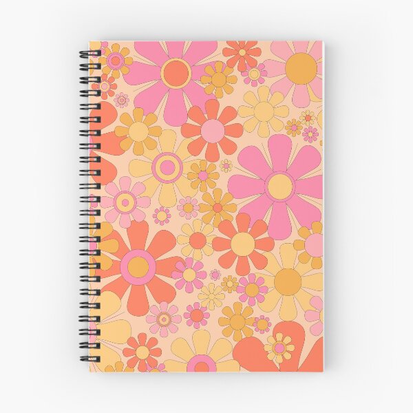 Item preview, Retro Garden Flowers 60s 70s Floral Pattern in Muted Orange Pink Yellow Apricot designed and sold by kierkegaard.
