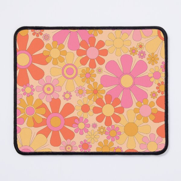 Item preview, Retro Garden Flowers 60s 70s Floral Pattern in Muted Orange Pink Yellow Apricot designed and sold by kierkegaard.