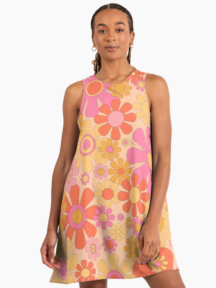 strapless open back dress Pink/Orange Floral Tiered Maxi Dress main image 0