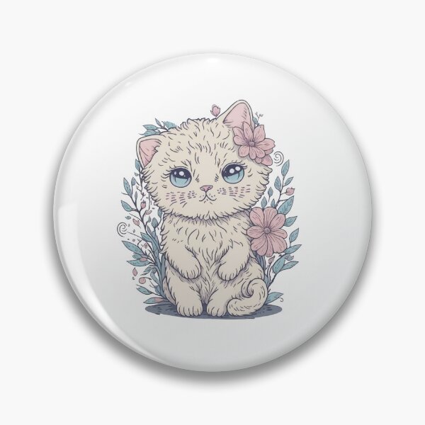 Item preview, Baby White Cat Blue Eye with Flower designed and sold by pigipeach.
