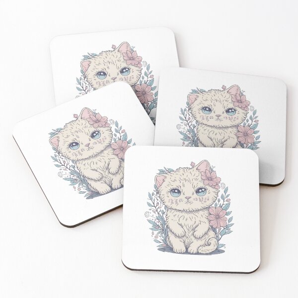 Item preview, Baby White Cat Blue Eye with Flower designed and sold by pigipeach.