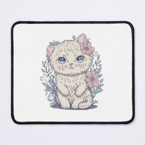 Item preview, Baby White Cat Blue Eye with Flower designed and sold by pigipeach.