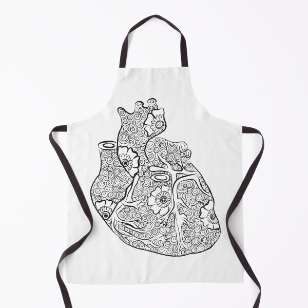 Item preview, Floral Anatomical Heart Line Drawing (Black and White) designed and sold by littlecurlew.