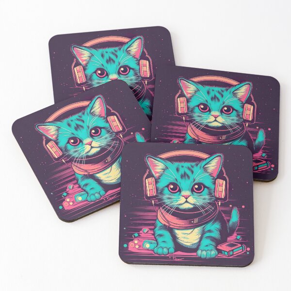Artikelvorschau, Cute Cat, retro, with headphones entworfen und verkauft von Hibiskusmond.
