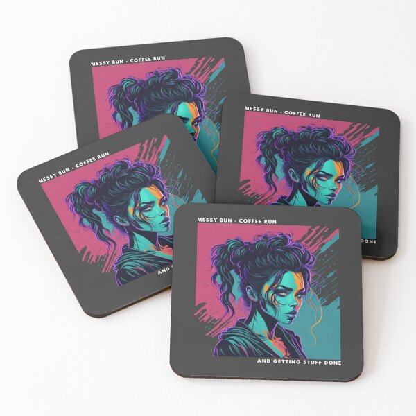 Item preview, messy bun coffee run and getting stuff done designed and sold by PopPizzazz.