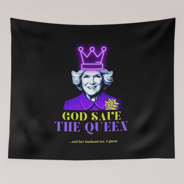Item preview, Queen Camilla Coronation God Save the Queen and her husband King Charles III Pop Art  designed and sold by RoyalRepublics.