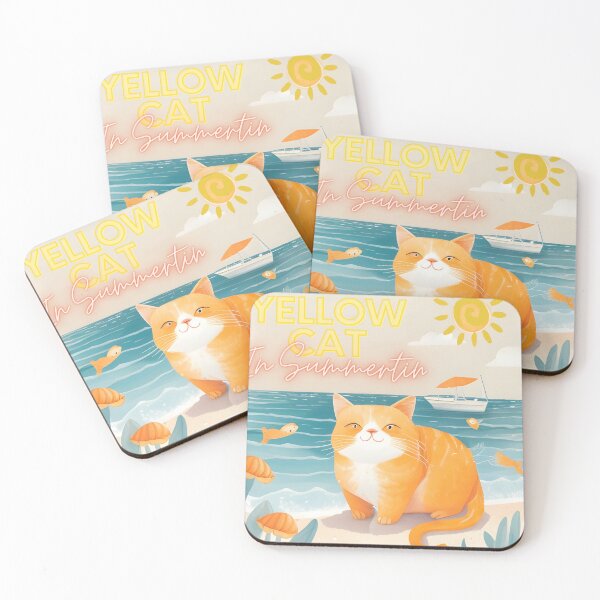 Item preview, Yellow cat in summer designed and sold by Paint U by Krisanee.