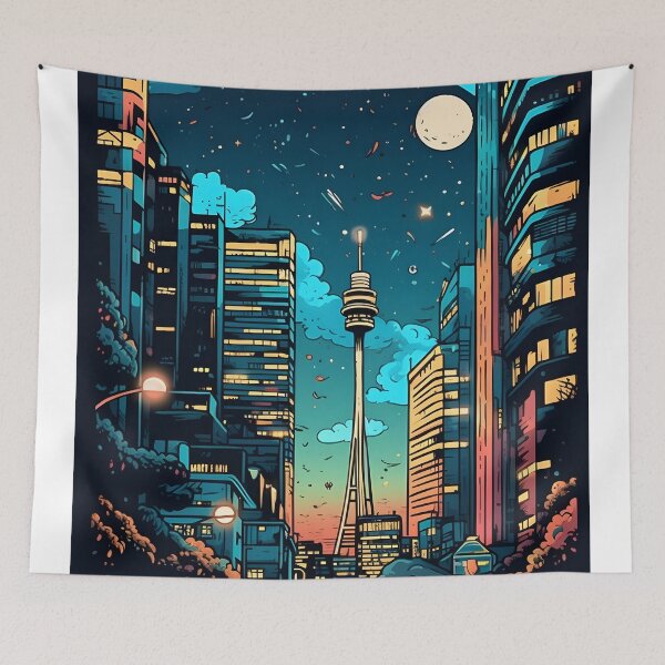 Item preview, Comic Art Of Sydney At Night designed and sold by StickeryPickery.