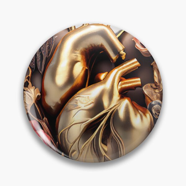 Item preview, Blooming anatomical human golden heart designed and sold by anytka.