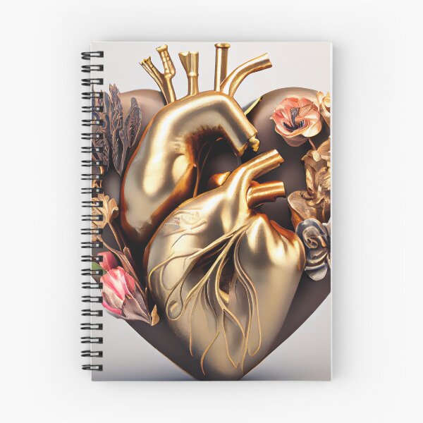 Item preview, Blooming anatomical human golden heart designed and sold by anytka.