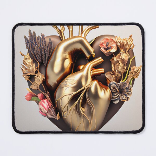 Item preview, Blooming anatomical human golden heart designed and sold by anytka.
