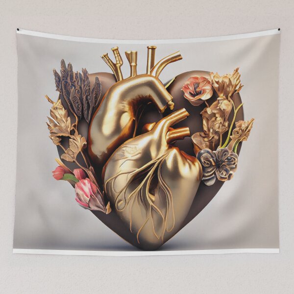 Item preview, Blooming anatomical human golden heart designed and sold by anytka.