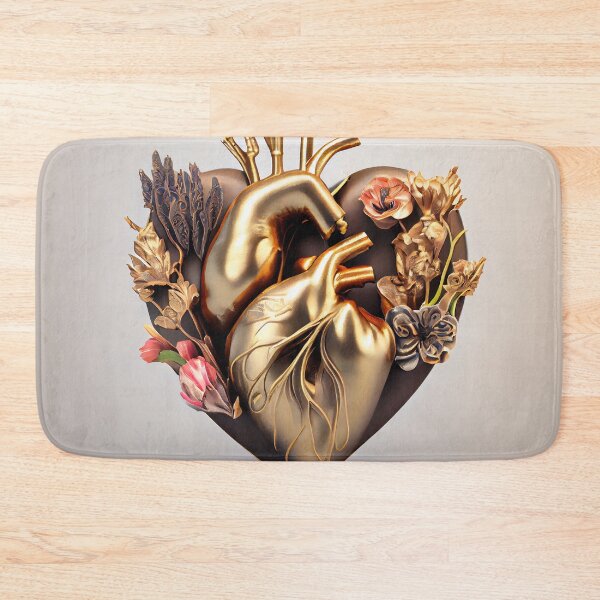 Item preview, Blooming anatomical human golden heart designed and sold by anytka.