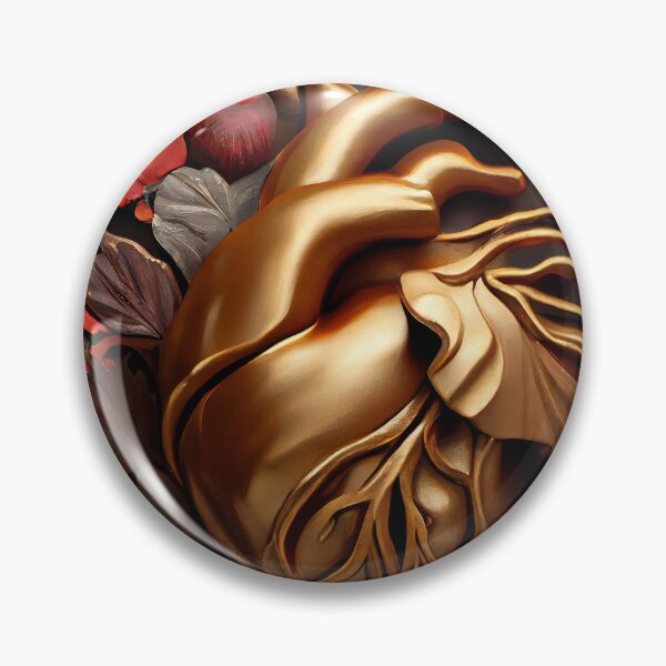 Item preview, Blooming anatomical human golden heart designed and sold by anytka.