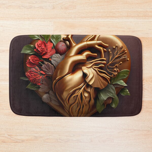 Item preview, Blooming anatomical human golden heart designed and sold by anytka.