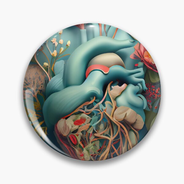 Item preview, Blooming anatomical human golden heart, illustration designed and sold by anytka.