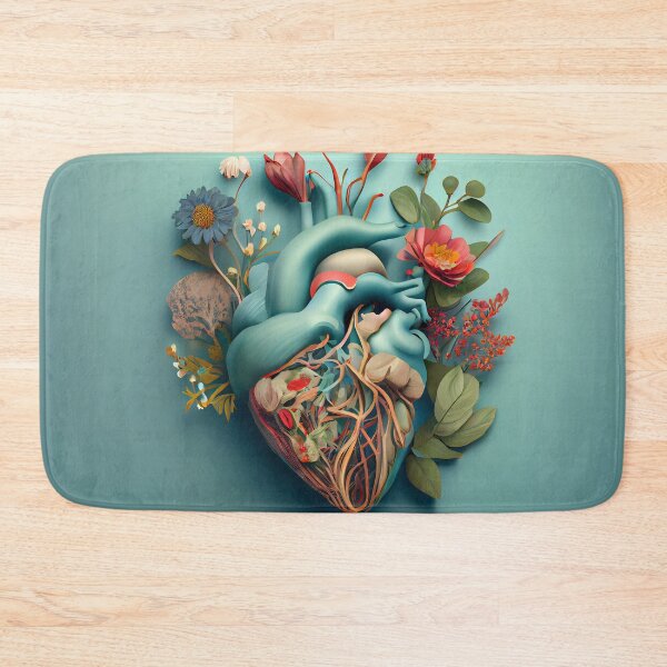 Item preview, Blooming anatomical human golden heart, illustration designed and sold by anytka.
