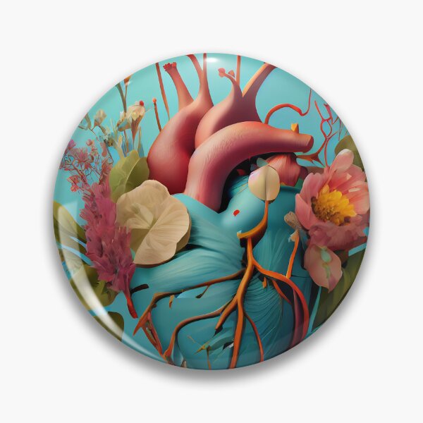 Item preview, Blooming anatomical human golden heart, illustration designed and sold by anytka.