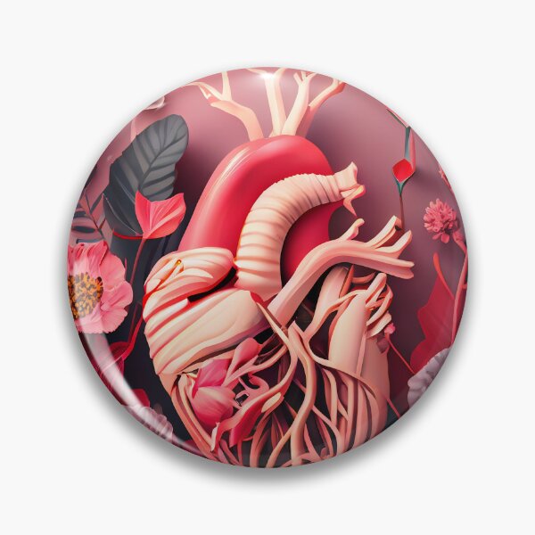 Item preview, Blooming anatomical human golden heart, illustration designed and sold by anytka.