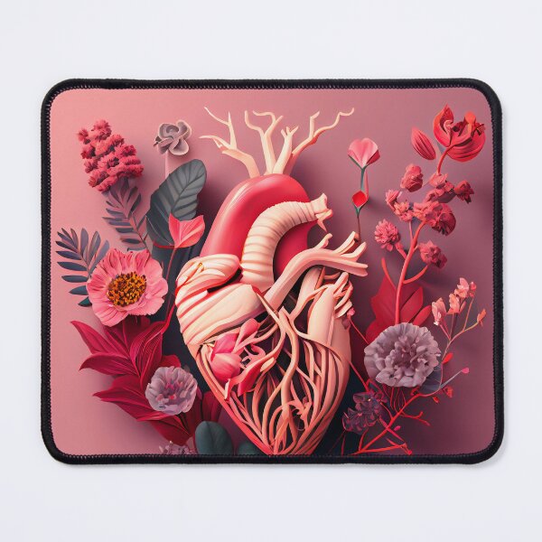 Item preview, Blooming anatomical human golden heart, illustration designed and sold by anytka.
