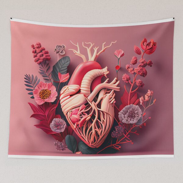 Item preview, Blooming anatomical human golden heart, illustration designed and sold by anytka.