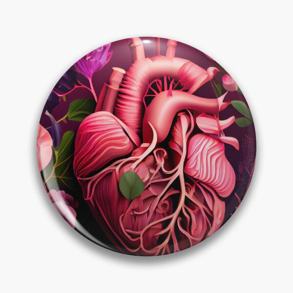 Item preview, Blooming anatomical human golden heart, illustration designed and sold by anytka.