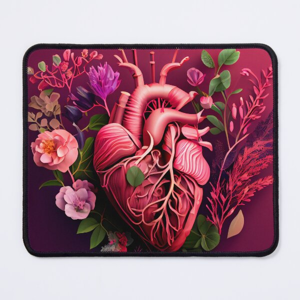 Item preview, Blooming anatomical human golden heart, illustration designed and sold by anytka.