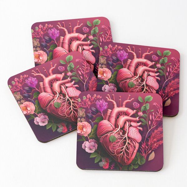 Item preview, Blooming anatomical human golden heart, illustration designed and sold by anytka.