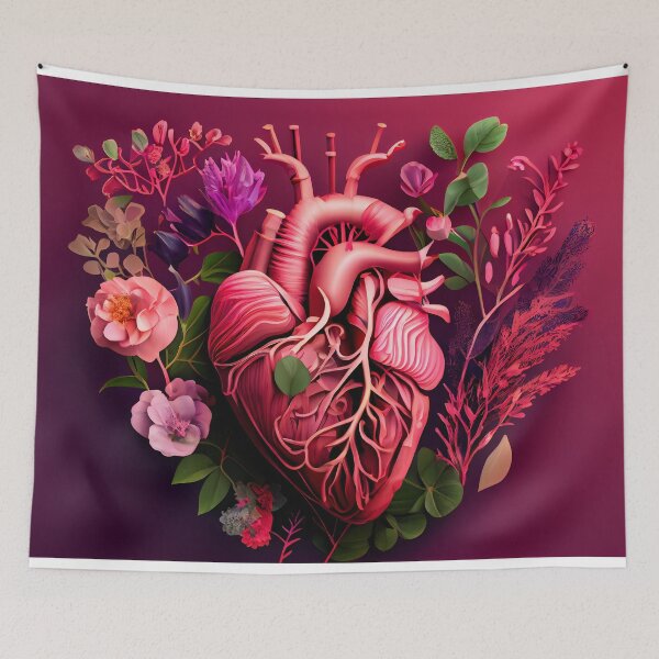 Item preview, Blooming anatomical human golden heart, illustration designed and sold by anytka.