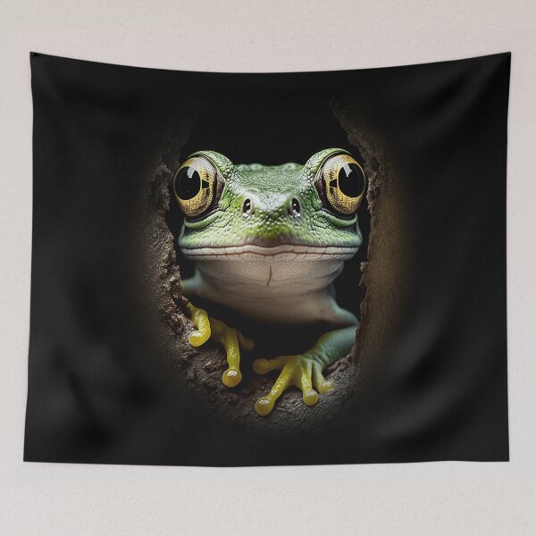 Item preview, Realistic Tree Frog Big Eyes Peeking Animal Meme designed and sold by KaozKitten.