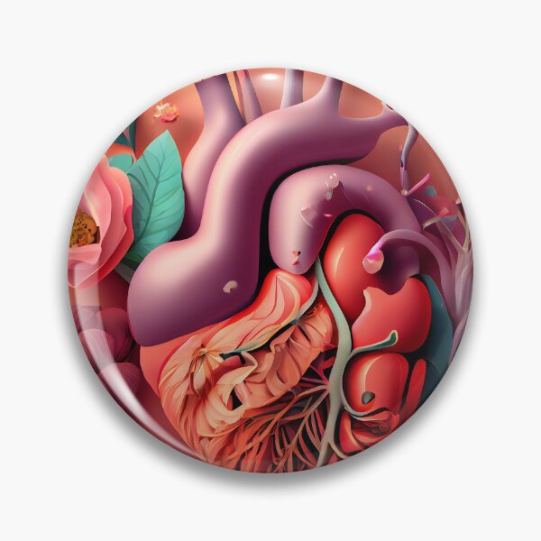 Item preview, Blooming anatomical human golden heart, illustration designed and sold by anytka.