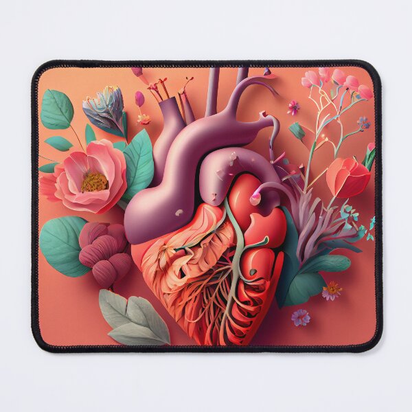 Item preview, Blooming anatomical human golden heart, illustration designed and sold by anytka.