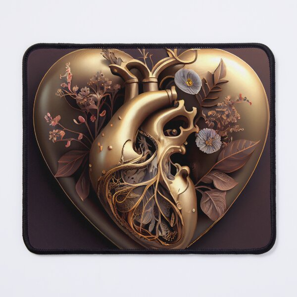 Item preview, Blooming anatomical human golden heart designed and sold by anytka.