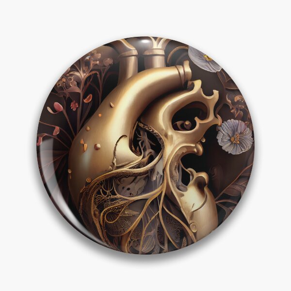 Item preview, Blooming anatomical human golden heart designed and sold by anytka.