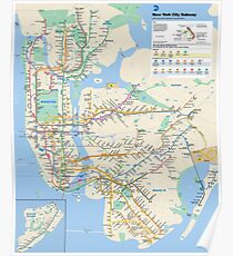 New York City - NYC - USA - Subway Map HD - High-Quality Poster