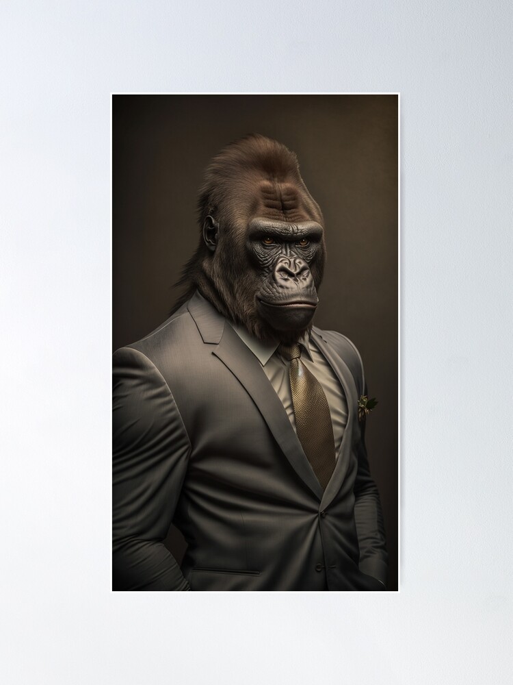 Anthropomorphic Gorilla Wearing a Tie Stock Illustration
