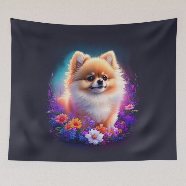 Item preview, Pomerian dogs and flowers design designed and sold by Warih.