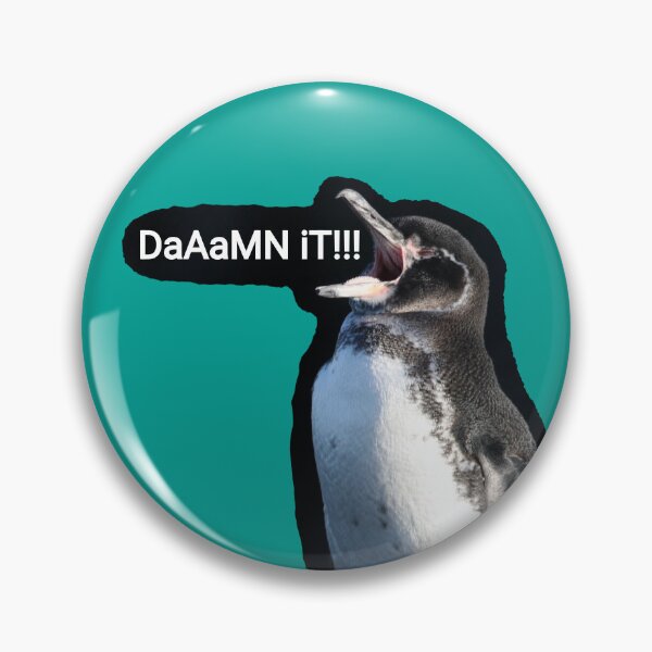 Artikelvorschau, Teal background Galapagos Penguin says Damn It (#03A096) entworfen und verkauft von SBPenguins.