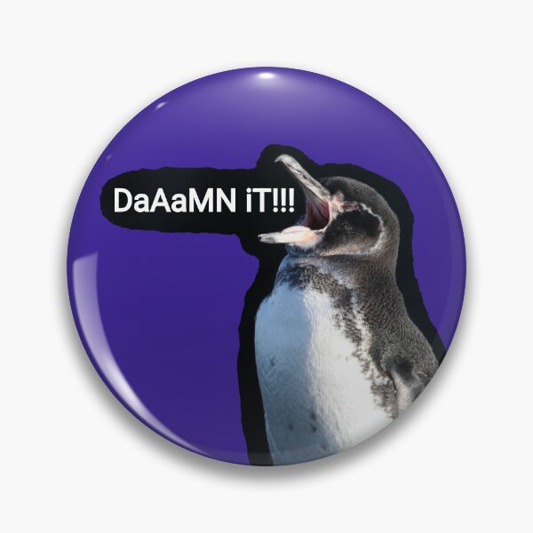 Artikelvorschau, Dark Purple background Galapagos Penguin says Damn It (#3A2096) entworfen und verkauft von SBPenguins.