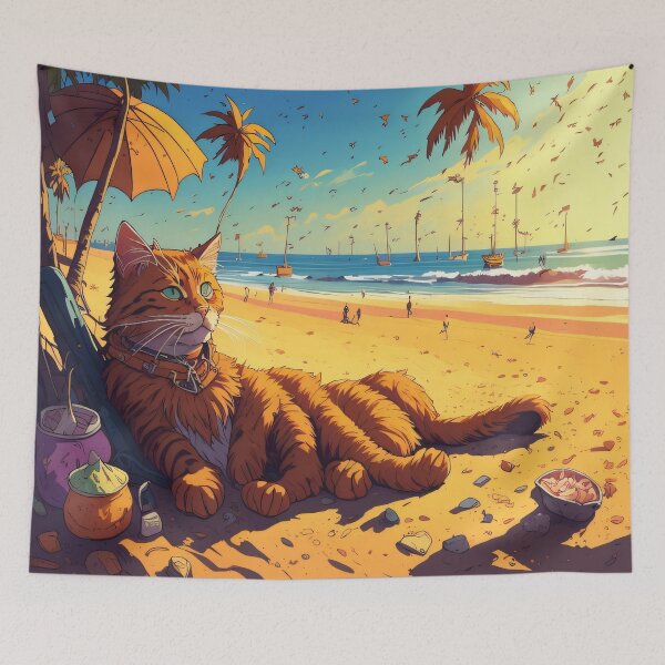 Item preview, Cat Miaw at the Beach designed and sold by shadowartsss.