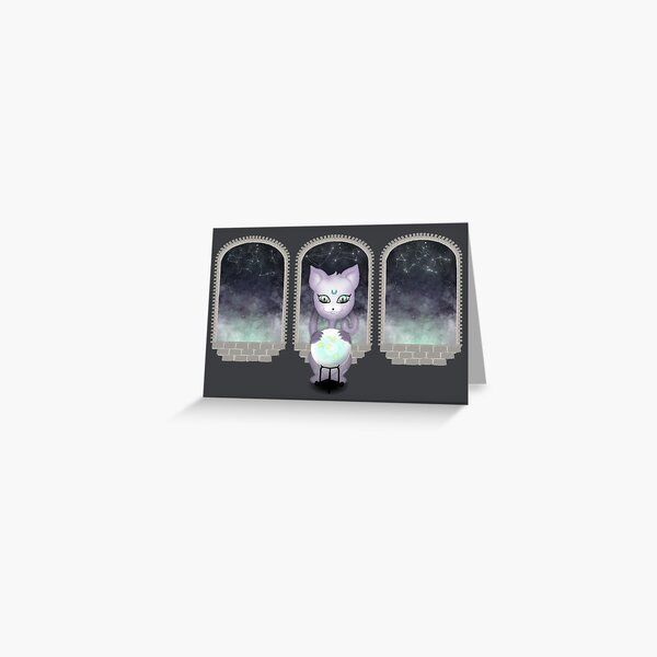 Mystic Miku | Crystal Ball & Zodiac | Dark Grey Greeting Card