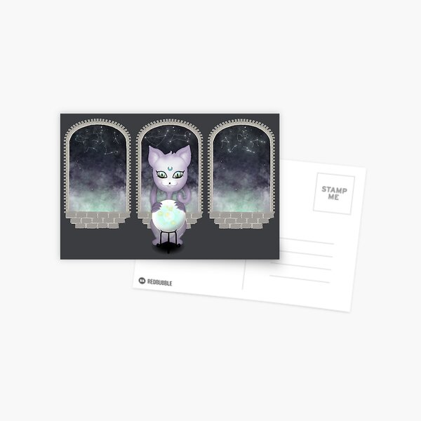 Mystic Miku | Crystal Ball & Zodiac | Dark Grey Postcard
