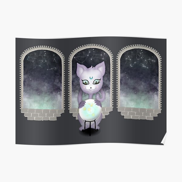 Mystic Miku | Crystal Ball & Zodiac | Dark Grey Poster