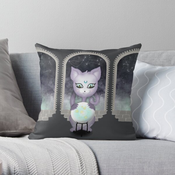 Mystic Miku | Crystal Ball & Zodiac | Dark Grey Throw Pillow