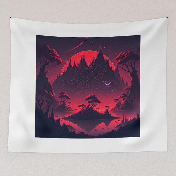 Item preview, Cosmic Island| Space Jungle II| Floating Comets| Bird's Sunset| Red Sky Dreams designed and sold by RedArtG09.